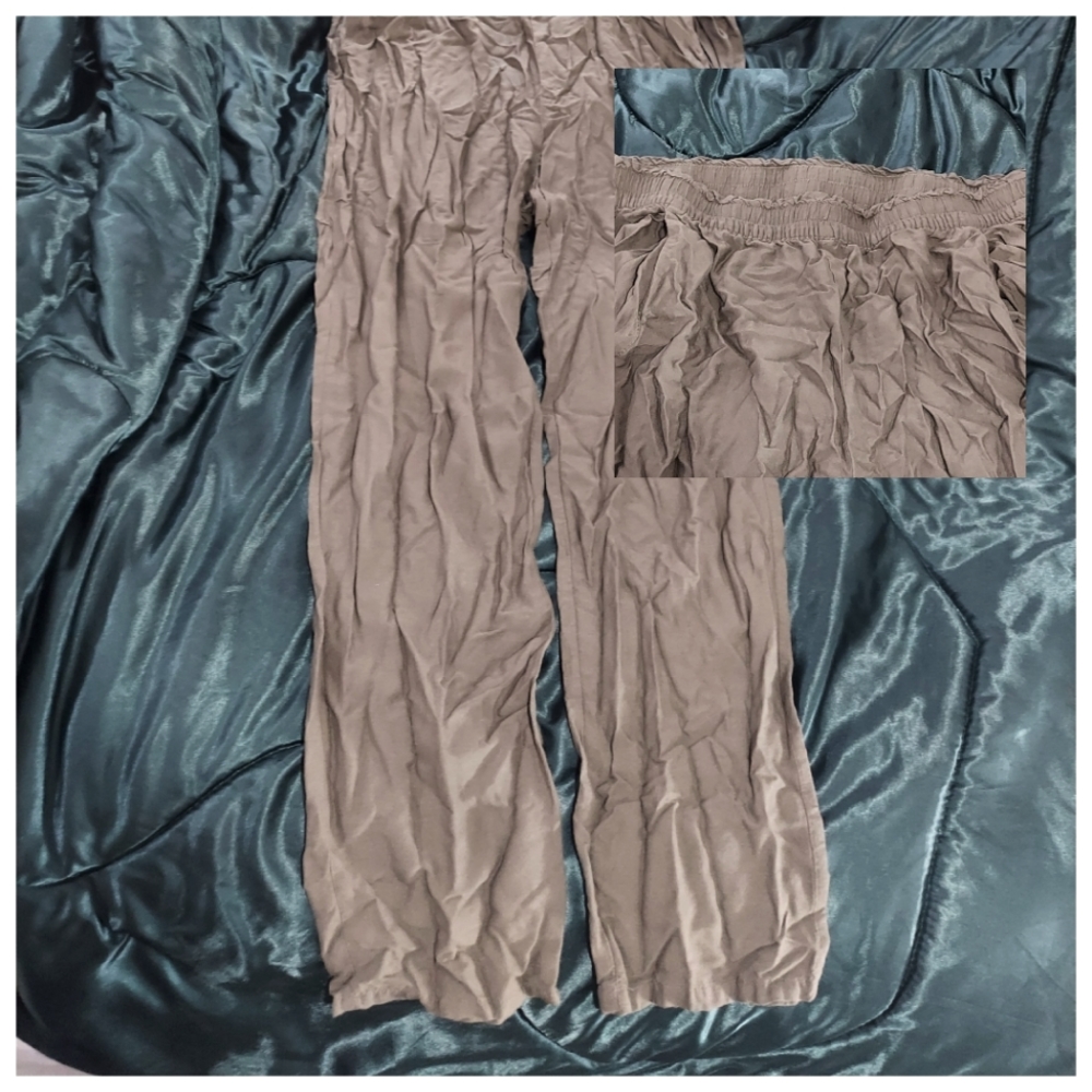 Wrinkled Harem Pants, dark green/brown mix